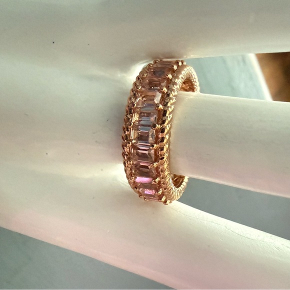 Judith Ripka 925 Sterling Silver 14K Rose Gold Clad Ring Size 10 NEW
